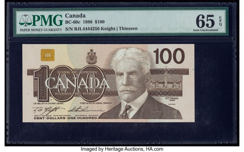 Canada Bank of Canada $100 1988 Pick 99c BC-60c PMG Gem Uncirculated 65 EPQ. 

H...