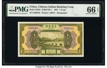 China Chinese Italian Banking Corporation 1 Yuan 15.9.1921 Pick S253r S/M#C36-1 Remainder PMG Gem Uncirculated 66 EPQ. 

HID09801242017

© 2020 Herita...