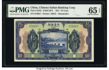 China Chinese Italian Banking Corporation 10 Yuan 15.9.1921 Pick S255r S/M#C36-3 Remainder PMG Gem Uncirculated 65 EPQ. 

HID09801242017

© 2020 Herit...