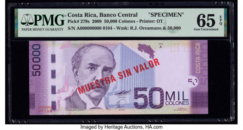 Costa Rica Banco Central de Costa Rica 50,000 Colones 2009 Pick 279s Specimen PM...