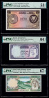 Cyprus Republic of Cyprus 1 Pound 1.12.1961 Pick 39a PMG About Uncirculated 53 EPQ; Kuwait Central Bank of Kuwait 1/2 Dinar 1968 Pick 7a PMG Choice Un...