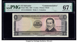 El Salvador Banco Central de Reserva de El Salvador 1 Colon 20.6.1967 Pick 108a PMG Superb Gem Unc 67 EPQ. 

HID09801242017

© 2020 Heritage Auctions ...