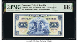 Germany Federal Republic Bank Deutscher Lander 10 Deutsche Mark 1949 Pick 16a PMG Gem Uncirculated 66 EPQ. 

HID09801242017

© 2020 Heritage Auctions ...