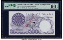 Ghana Bank of Ghana 1000 Cedis ND (1965) Pick 9Acts Color Trial Specimen PMG Gem Uncirculated 66 EPQ. Red Specimen overprints and one POC present on t...