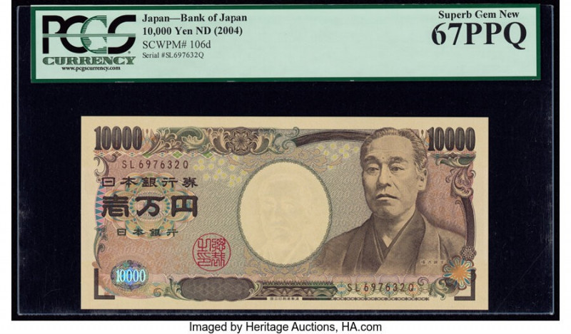 Japan Bank of Japan 10,000 Yen ND (2004) Pick 106d PCGS Superb Gem New 67PPQ. 

...