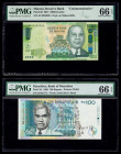 Malawi Malawi Reserve Bank 1000 Kwacha 2014 Pick 68 PMG Gem Uncirculated 66 EPQ; Mauritius Bank of Mauritius 100 Rupees 1998 Pick 44 PMG Gem Uncircula...
