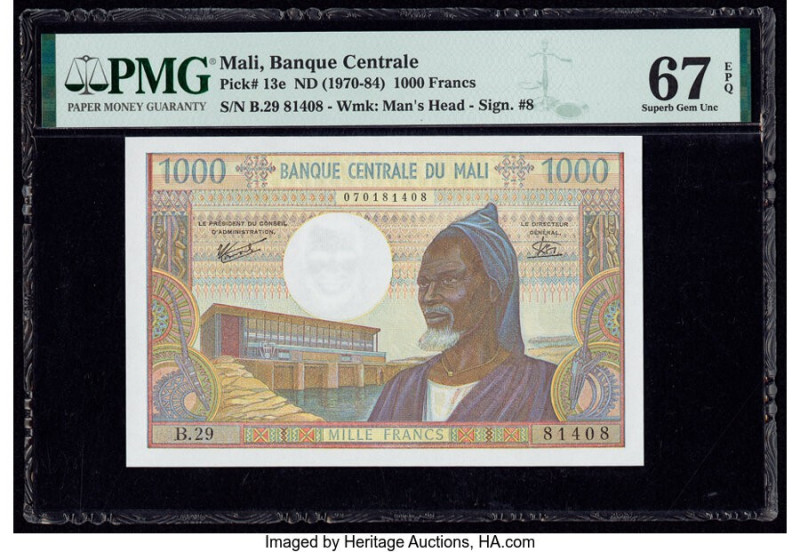 Mali Banque Centrale du Mali 1000 Francs ND (1970-84) Pick 13e PMG Superb Gem Un...
