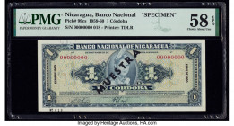 Nicaragua Banco Nacional 1 Cordoba 1960 Pick 99cs Specimen PMG Choice About Unc 58 EPQ. Black Muestra are present on this example.

HID09801242017

© ...