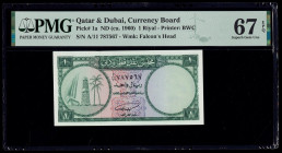 Qatar & Dubai Currency Board 1 Riyal ND (ca. 1960) Pick 1a PMG Superb Gem Unc 67 EPQ. 

HID09801242017

© 2020 Heritage Auctions | All Rights Reserved...