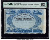 Switzerland Credit Agricole et Industriel de la Broye 100 Francs 1872 Pick S263r Remainder PMG Choice Uncirculated 63. 

HID09801242017

© 2020 Herita...
