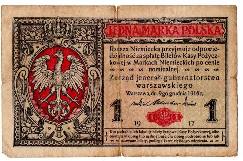 II Rzeczpospolita, Zestaw banknotów - 6 egzemplarzy (w tym 1 marka jenerał) Zest...