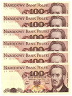 PRL, zestaw 100 złotych 1976 różne serie - 6 egzemplarzy