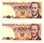 PRL, zestaw 100 złotych 1976 DY i EK