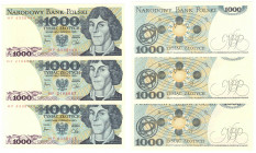 PRL, 1000 złotych 1982 - zestaw 5 egzemplarzy Serie HP i KA