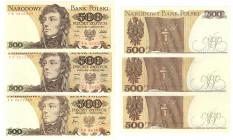 PRL, 500 złotych 1982 - zestaw 5 egzemplarzy - różne serie