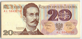 PRL, 20 złotych 1982 AL, część paczki bankowej - 25 egzemplarzy
