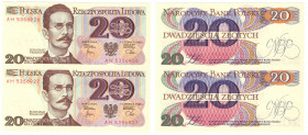 PRL, 20 złotych 1982 - zestaw 2 egzemplarze - Seria AH
