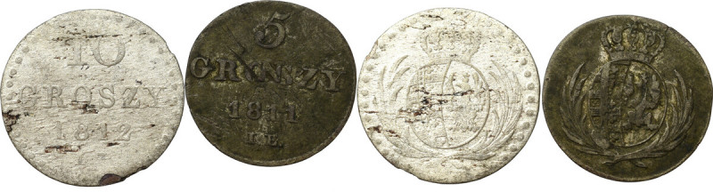 Duchy of Warsaw, Lot of 5-10 groschen Obiegowe egzemplarze. Patyna, nalot. 

P...