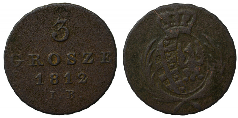 Duchy of Warsaw, 3 groschen 1812 Obiegowy egzemplarz, patyna. Reference: Kopicki...