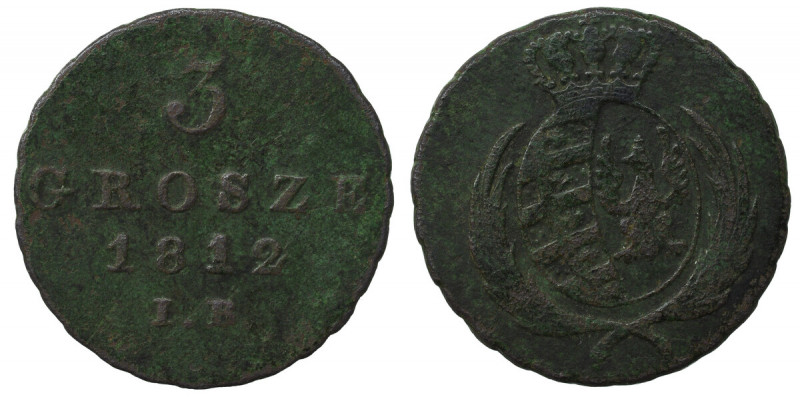 Duchy of Warsaw, 3 groschen 1812 Obiegowy egzemplarz, patyna. Reference: Kopicki...