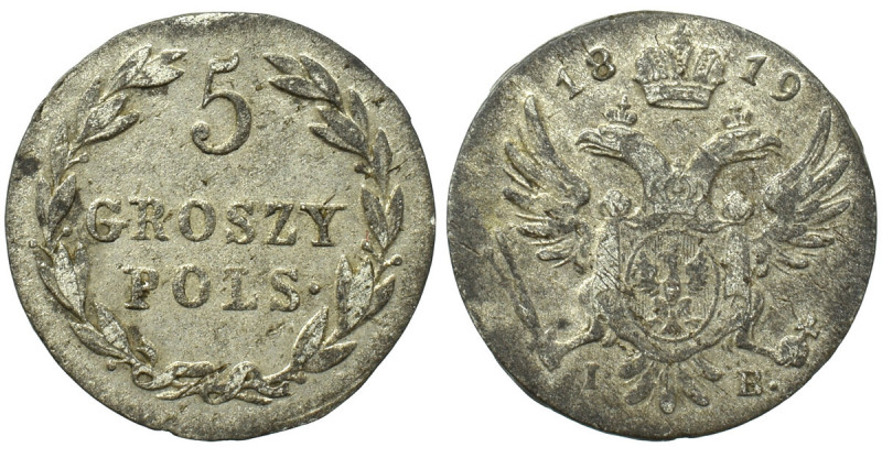 Kingdom of Poland, Alexander I, 5 groschen 1819 IB Ładny egzemplarz 5-groszówki ...