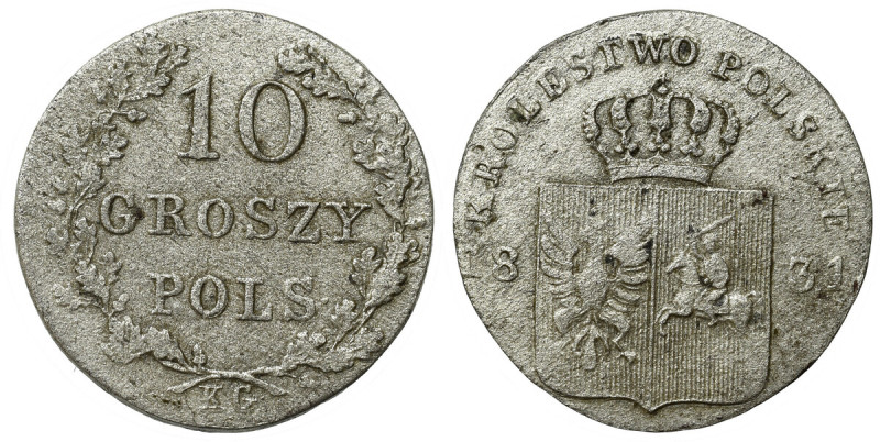 November Uprising, 10 groschen 1831 Bardzo ładny egzemplarz. Wady blachy typowe ...