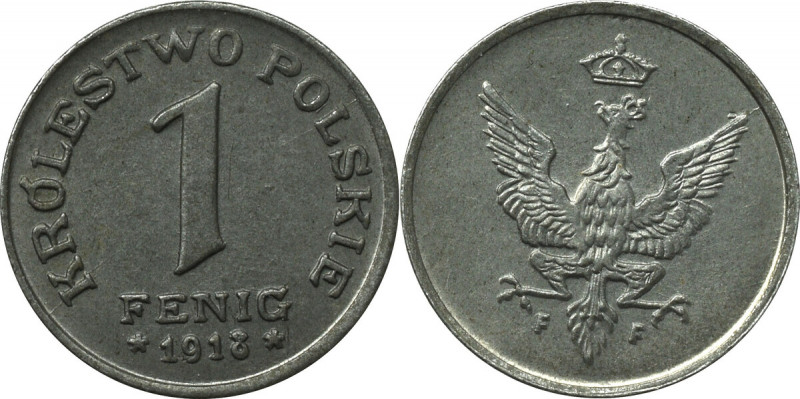 Kingdom of Poland, 1 pfennig 1918 Menniczy egzemplarz. 

Grade: UNC 

Polen,...