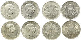 Austro-Węgry, Zestaw 1 korona 1908-15