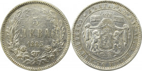Bulgaria, 5 leva 1885