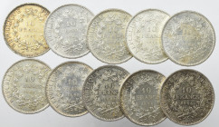 France, Lot of 10 francs 1965-70 (10 ex)