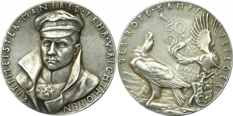 Niemcy, Medal Richthofen - srebro Ładny niemiecki medal poświęcony asowi myśliws...