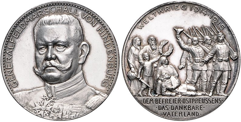 Deutsche Medaillen. 
Personenmedaillen. 
Hindenburg, Paul v. (1847-1934). Silb...
