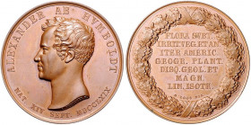 Deutsche Medaillen. 
Personenmedaillen. 
Humboldt, Alexander v. (1769-1859). Bronzemed. o.J. (um 1828), von C. Pfeuffer bei Loos, Brb. li./im Eichen...