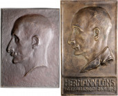 Deutsche Medaillen. 
Personenmedaillen. 
Löns, Hermann (1866-1914). Zwei einseit. Bronzegussplaketten auf den Schriftsteller, beide von Erich Fricke...