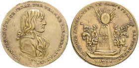 Deutsche Medaillen. 
Personenmedaillen. 
Napoleon I. Bonaparte (1769-1821). Messing-Jeton 1797, v. Lauer, auf den Kaiser der Franzosen u. den Friede...