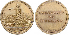 Deutsche Medaillen. 
Personenmedaillen. 
Napoleon I. Bonaparte (1769-1821). Bronzene Spottmed. 1815, sign. D & A. A . (holländ. Edition), auf seine ...