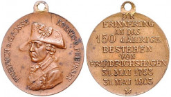 Deutsche Medaillen. 
Berlin. 
-Friedrichshagen. Bronzemed. mit Orig.-Öse 1903, unsign., auf das 150-jähr. Bestehen von Friedrichshagen, Brb. Friedri...