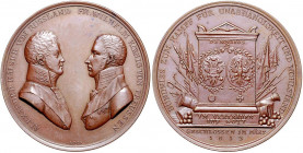 Deutsche Medaillen. 
Brandenburg-Preußen. 
Friedrich Wilhelm III. 1797-1840. Bronzemed. 1813, von J. A. Hoffmann b. Atelier Loos, auf das Bündnis mi...