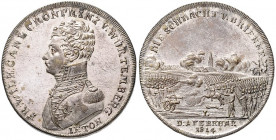 Deutsche Medaillen. 
Brandenburg-Preußen. 
Friedrich Wilhelm III. 1797-1840. Versilb. Messing-Jeton 1814, v. Lauer, auf die Schlacht bei Brienne, Br...