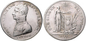 Deutsche Medaillen. 
Brandenburg-Preußen. 
Friedrich Wilhelm III. 1797-1840. Versilb. Messing-Jeton 1814, v. Lauer, auf den bayer. Heerführer Carl P...