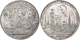 Deutsche Medaillen. 
Brandenburg-Preußen. 
Friedrich Wilhelm III. 1797-1840. Versilb. Messing-Jeton 1814, v. Lauer, auf die Eröffnung des Wiener Kon...