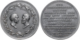 Deutsche Medaillen. 
Brandenburg-Preußen. 
Friedrich Wilhelm III. 1797-1840. Eisengussmed. 1815, nach Vorlage v. Atelier Loos, auf den Sieg bei La B...