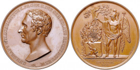 Deutsche Medaillen. 
Brandenburg-Preußen. 
Friedrich Wilhelm III. 1797-1840. Bronzemed. 1834, von König b. Loos, auf den preuß. General d. Inf., Geh...
