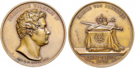 Deutsche Medaillen. 
Brandenburg-Preußen. 
Friedrich Wilhelm IV. 1840-1861. Bronzemed. 1840, von F. König bei Loos, auf seinen Regierungsantritt am ...