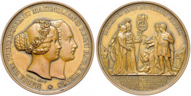 Deutsche Medaillen. 
Brandenburg-Preußen. 
Friedrich Wilhelm IV. 1840-1861. Bronzemed. 1842, von F. König bei Loos, auf die Hochzeit der Prinzessin ...