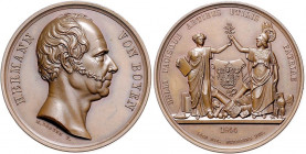 Deutsche Medaillen. 
Brandenburg-Preußen. 
Friedrich Wilhelm IV. 1840-1861. Bronzemed. 1844, v. Lorenz/Schilling, auf den preuß. Feldmarschall u. Kr...