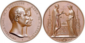 Deutsche Medaillen. 
Brandenburg-Preußen. 
Friedrich Wilhelm IV. 1840-1861. Bronzemed. 1854, von F. W. Kullrich, auf die Hochzeit des Prinzen Friedr...