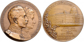 Deutsche Medaillen. 
Brandenburg-Preußen. 
Wilhelm II. 1888-1918. Bronzemed. 1906, v. Bruno Kruse, auf die Silberhochzeit des deutschen Kaiserpaares...