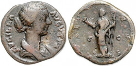Römische Münzen. 
Kaiserzeit. 
Lucilla (Gattin des Lucius Verus). As, 15,48 g, 26 mm, Bü. re./Venus n. li. stehend. Kamp.&nbsp;40.33, RIC&nbsp;III&n...