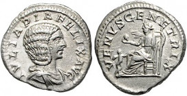 Römische Münzen. 
Kaiserzeit. 
Julia Domna (Gattin des Septimius Severus, † 217). Denar, unter Caracalla, 3,24 g, Rom, Bü. re./Venus n. li. sitzend,...
